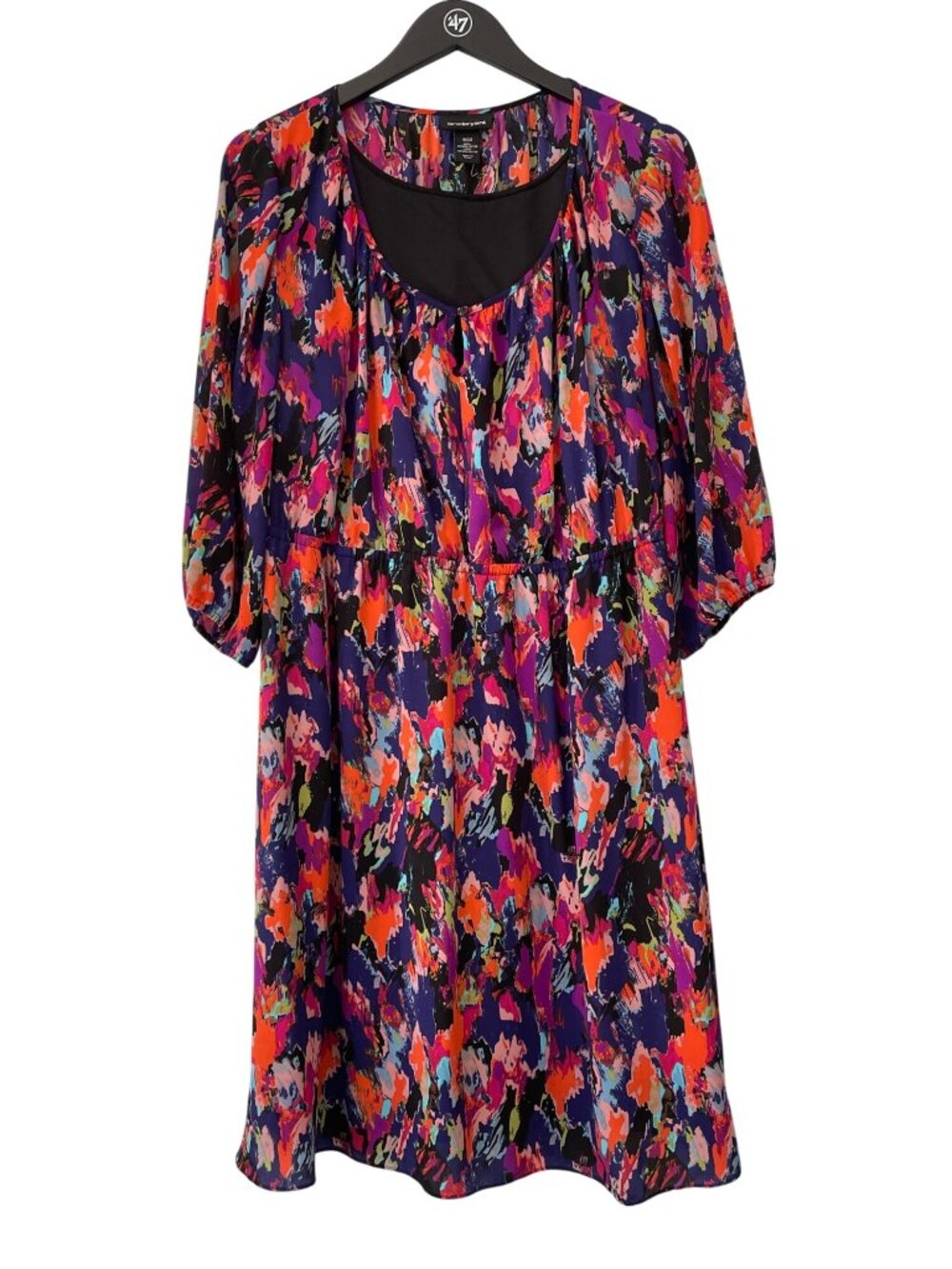 Lane Bryant Dress Plus Size 18/20 Watercolor Knee Length Chiffon Multi Indie